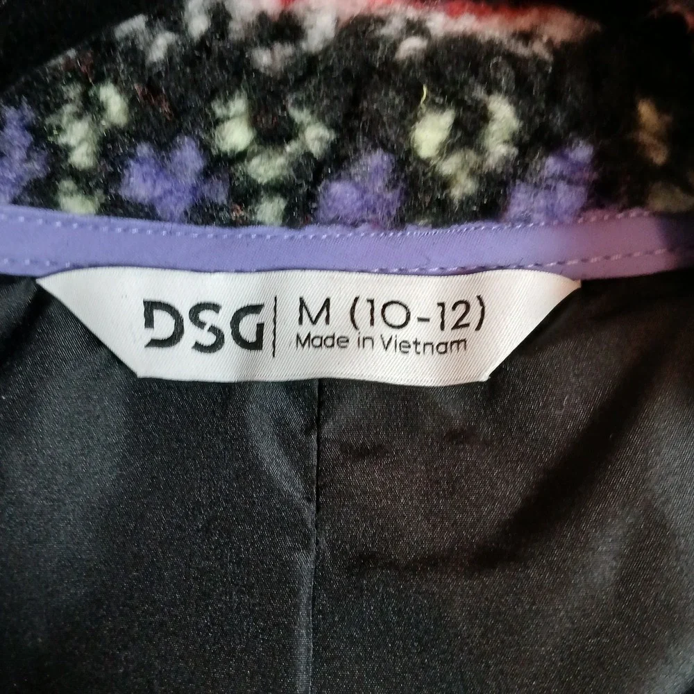 NWT DSG Cozy Fleece Full Zip Jacket Funky Fair Isle Pattern Girls Size M (10-12)